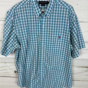 U.S. Polo Assn. Blue and White Plaid Casual Shirt